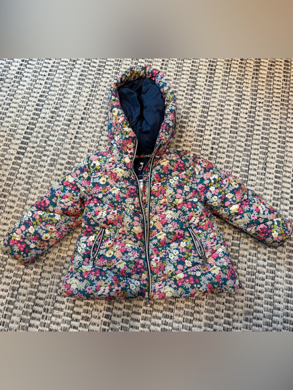 Jacadi Girls' Hooded Floral Puffer 36M